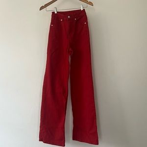 H&M Red highwaisted flared jean